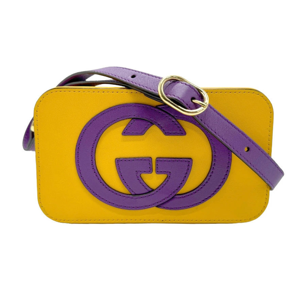 Gucci Interlocking GG Leather Shoulder Bag Orange Purple